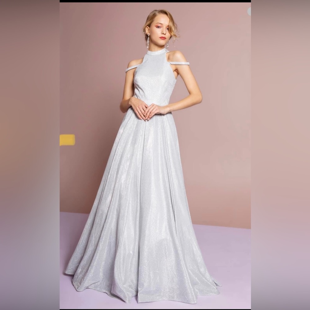 GLS Collective Sparkling Silver Prom Dress